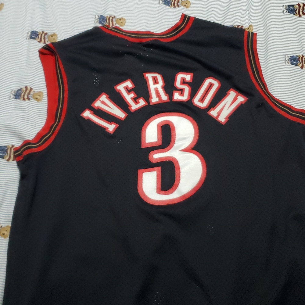 Nike Vintage Black Philadelphia 76ers #3 Allen Iverson Basketball Jersey Sz XL - Picture 10 of 10